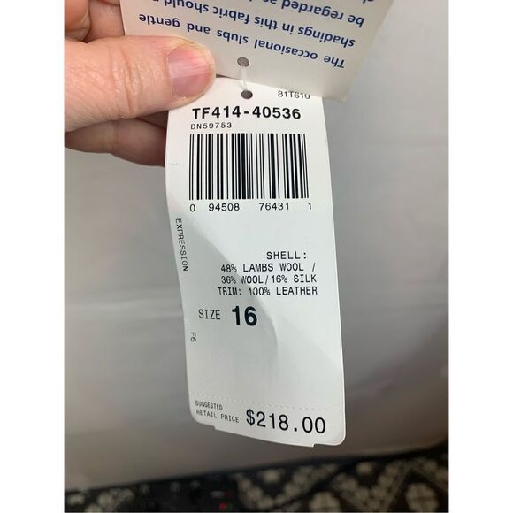 NWT Pendleton Gray Tweed Wool Silk Leather Blazer Jacket Plus Size 16 - Picture 8 of 12